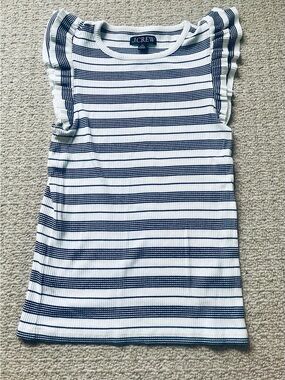 J. Crew Ribbed Stripe Tee in White and Navy Size XS